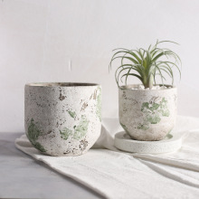 新款北欧ins风做旧工艺水泥花盆青苔色客厅阳台造景多肉种植器皿