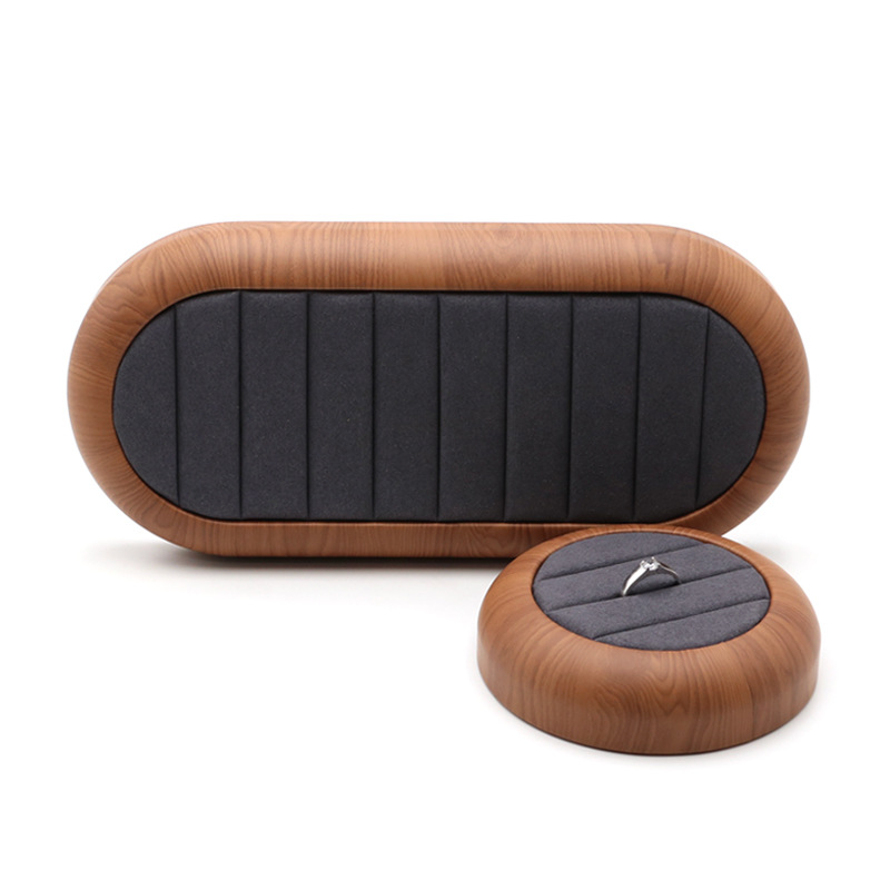 Circular leather fabric ultra-fine ring storage tray earrings jewelry display tray gemstone display props accessory rack