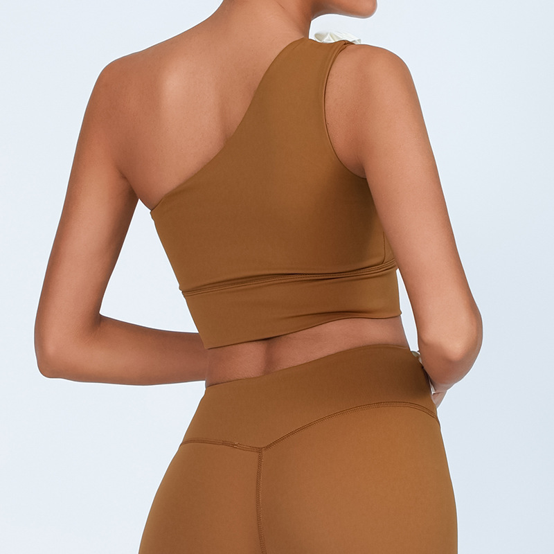 Comercio exterior extranjero extranjero Europa y América chaleco de yoga mujer hombro único sobre pecho antichoque elástico de alta velocidad de secado deportivo sujetador de fitness