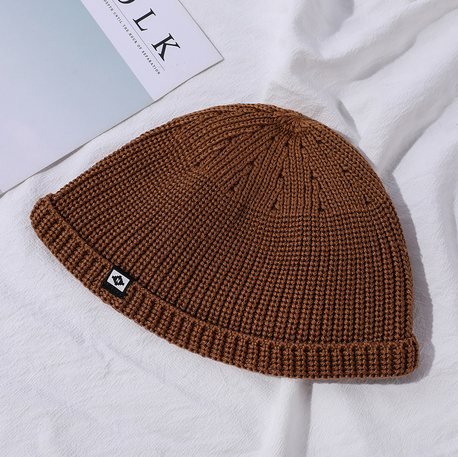 Knitted Beanie Hat For Men Warm Winter Hat Casual Style Solid Colour_voghion.com