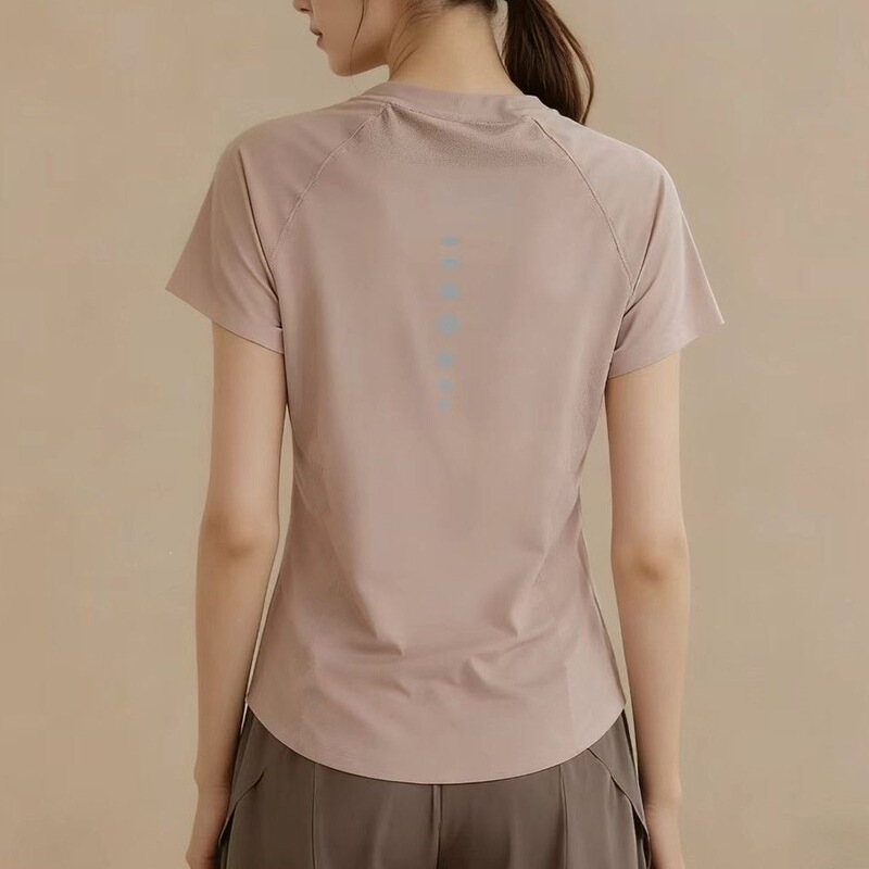 2026 New Slimming Sports Tops for Women, Yoga Wear, Short-Sleeved Thin Quick-Drying Shirts, Running Training Fitness Wear, Summer Factory