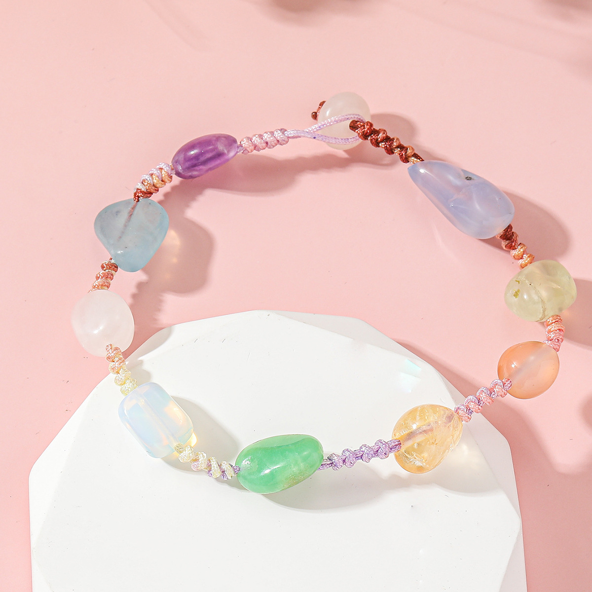 Sweet Geometric Artificial Crystal Knitting Bracelets