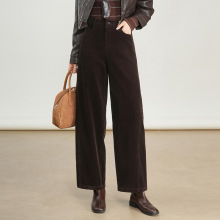 时尚灯芯绒阔腿裤女装2025秋冬季新款休闲裤宽松显瘦坠感直筒裤