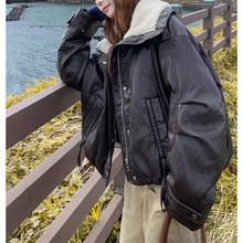 咖色翻毛领皮衣羽绒服女90白鸭绒2025冬季新款机车风加厚保暖外套