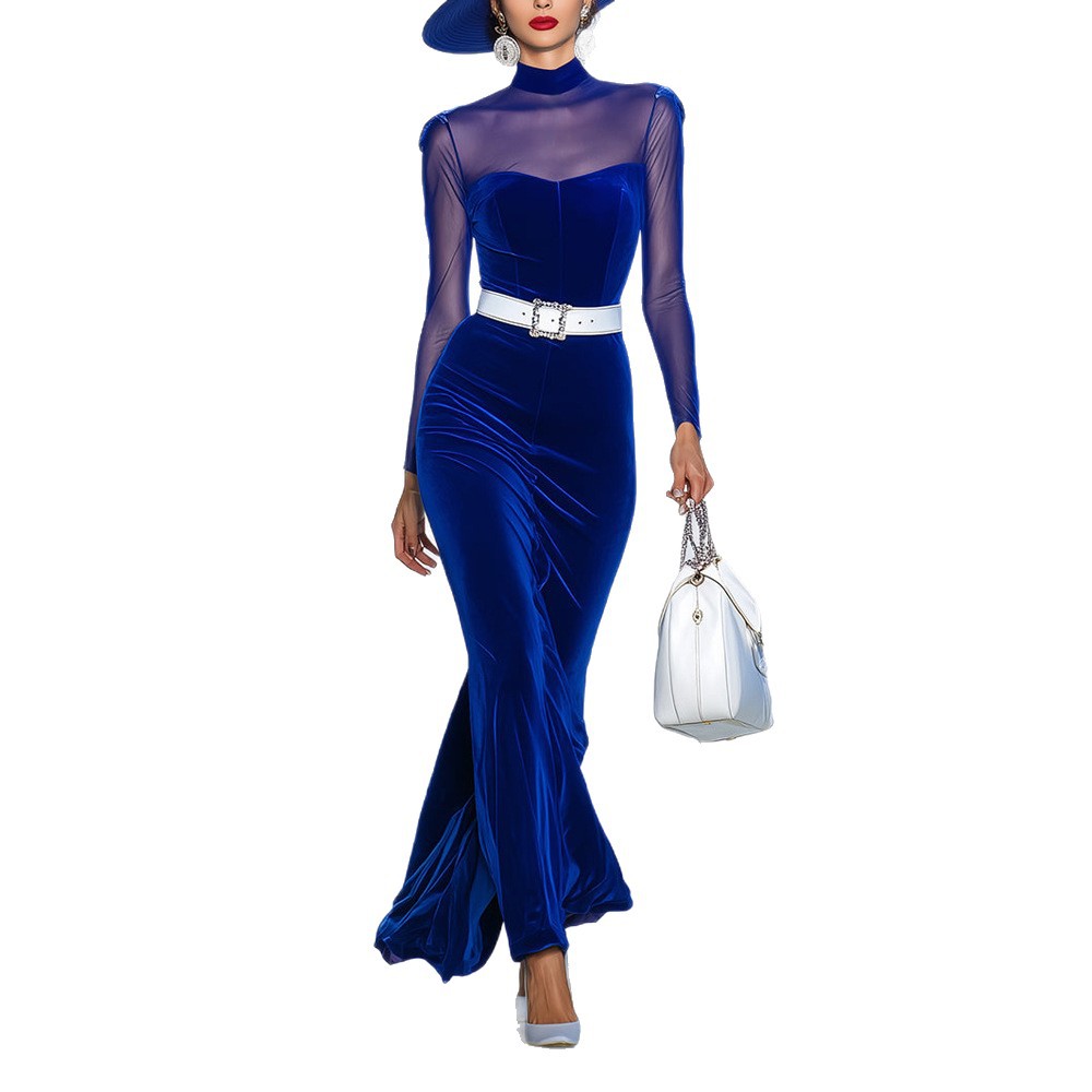 Autumn And Winter Long-Sleeved Women's Dress With Elegant And Stylish Patchwork, Long Dress And Slimming Dress_ecoleips.com