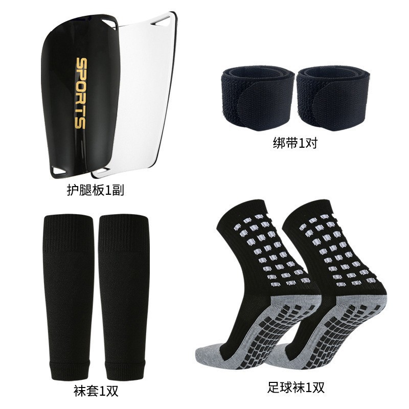 5-piece football equipment set (includes football socks, sock covers, shin guards, bandages, storage bag)