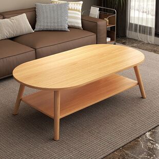 Simple Coffee Table Living Room Sofa Oval Household Small Coffee Table Table Small Apartment Side Table Rental House Double Layer Tea Table