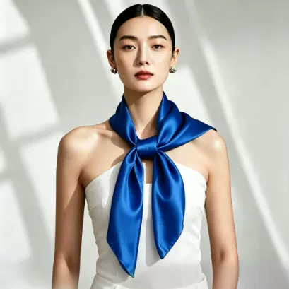 纯色仿真丝缎面雪纺70方巾女式气质简约发带搭配衬衫装饰职业领巾