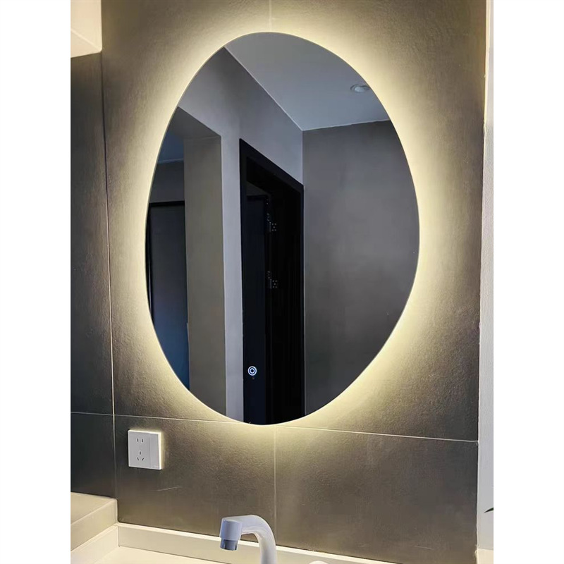 Espejo de forma irregular inodoro espejo inteligente espejo de vestir tipo pared inodoro led espejo de lámpara espejo de arte
