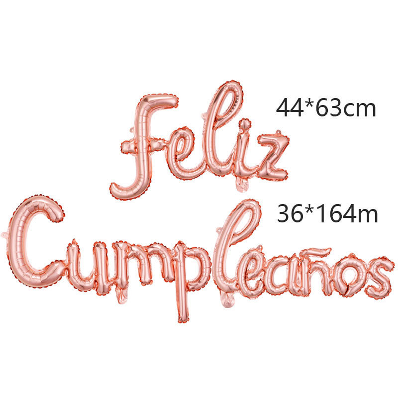 Juego de globos de feliz cumpleaños en español siamés Globos de película de aluminio Globos de decoración de fiesta de cumpleaños en minúsculas en español