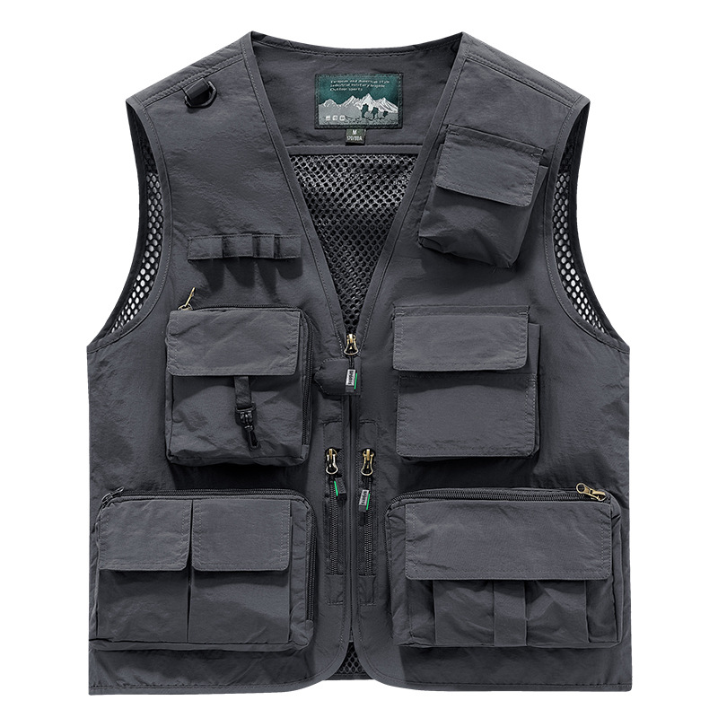 Chaleco de Pesca y Fotografía con Múltiples Bolsillos para Hombre de Poliéster, para Pesca y Fotografía