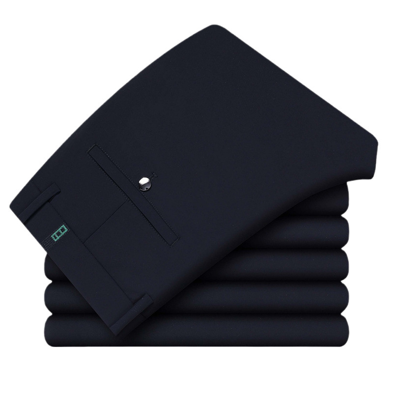 Comercio exterior al por mayor pantalones elásticos de cuatro lados para hombres pantalones casuales bordados para hombres otoño e invierno gruesos rectos sueltos negocios antiarrugas oeste image 5