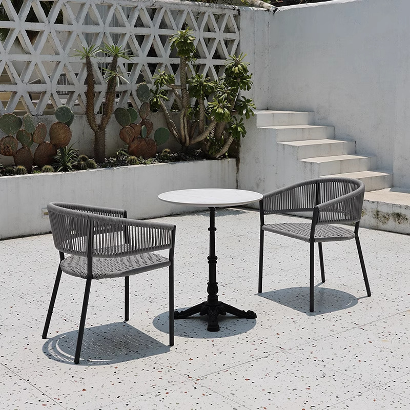 Mesas y sillas al aire libre, tienda de té con leche al aire libre, salón de café, ocio, impermeable, protector solar, jardín, balcón, combinación de ratán