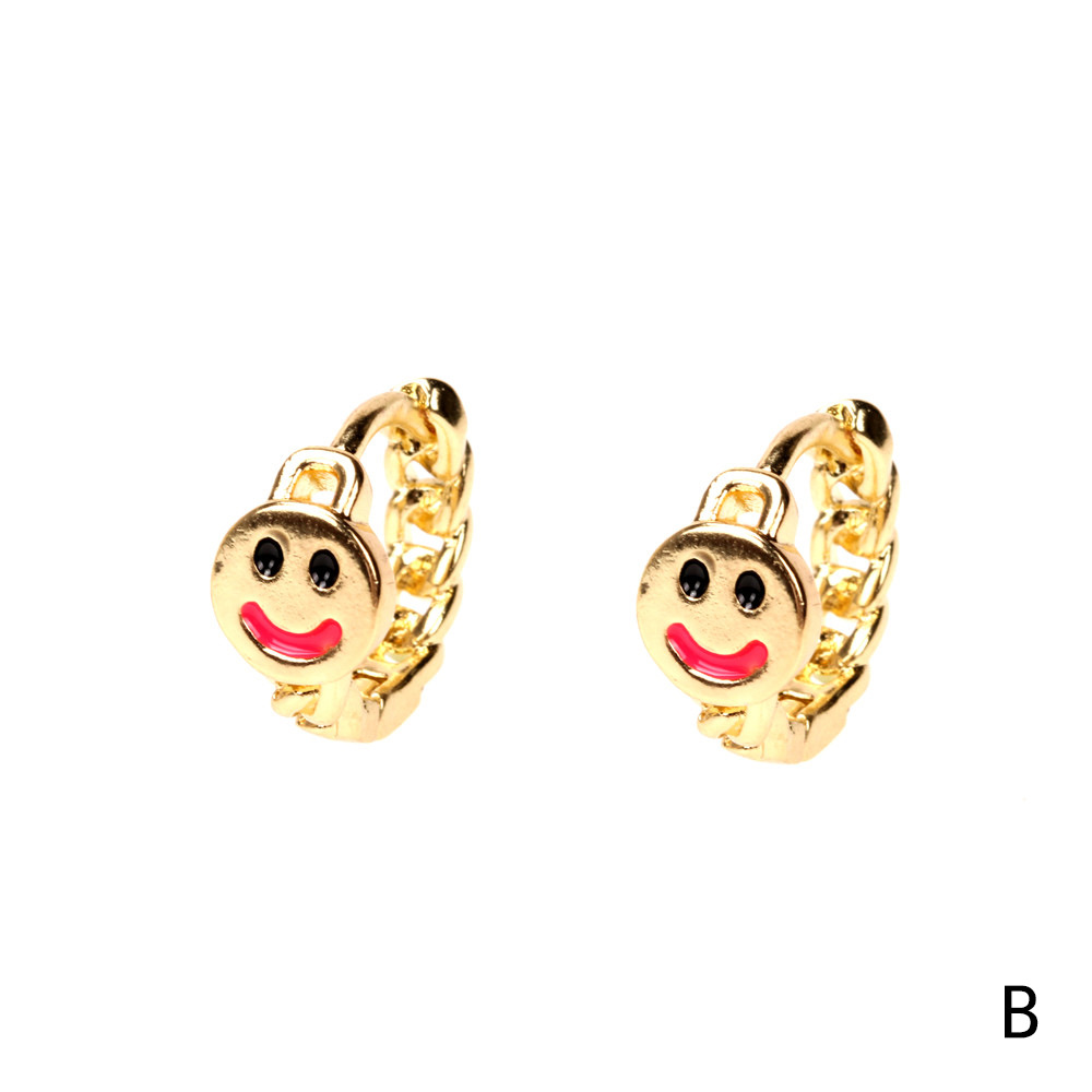 Nihaojewelry Fashion Gold-plated Smiling Face Dripping Oil Earrings Wholesale Jewelry display picture 9