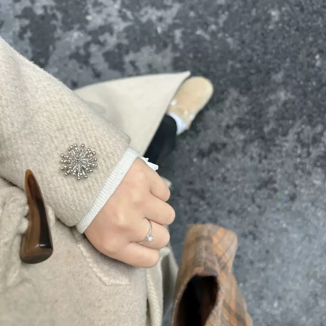 Autumn and Winter New Accessible Luxury Silver Fireworks Brooch Niche Design Fever Recommends Elegant Badge Couple Accessories