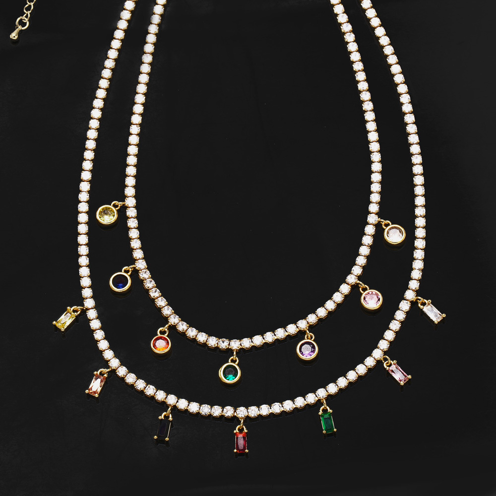 Fashion Copper Geometric Pattern Necklace Zircon Copper Necklaces