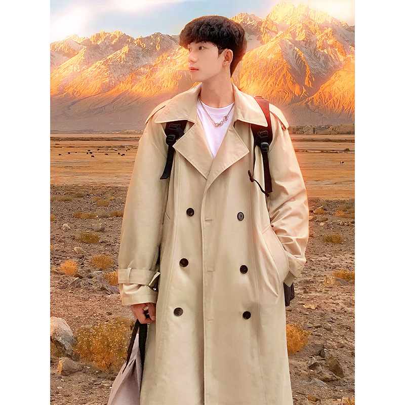 가을의 새로운 윈드 브레이커 홍콩 스타일 남자 더블 브레스트 무릎 높은 한국 버전 롱 코트 Q5579-TP85 가격 제어 138
