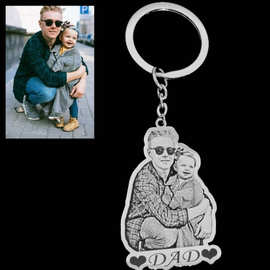 不锈钢人物图像激光刻图彩印图片跨境专供私人定 制钥匙扣