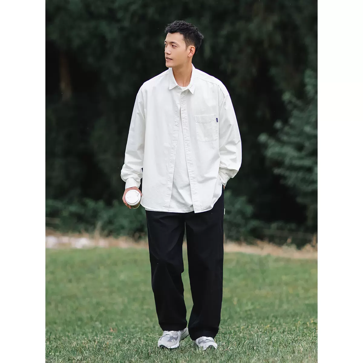 日系工装cityboy简叠搭工装衬衫男夏季新款宽松休闲纯色长袖外套