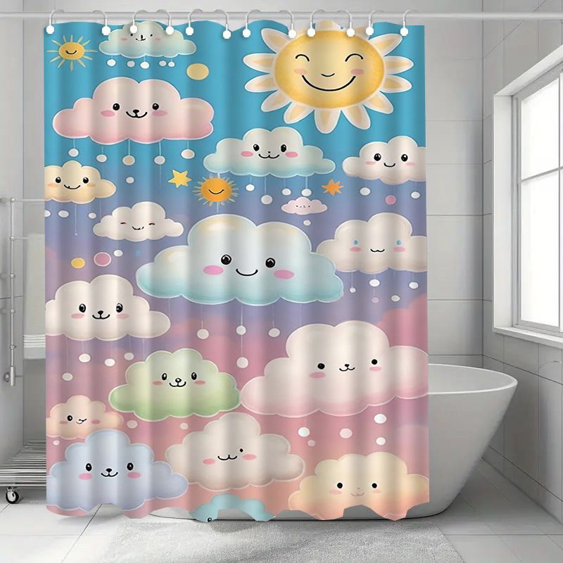Waterproof and Mildew-Proof Thickened Shower Curtain Set, Bathroom No-Drill Partition Curtain, Door Curtain, Window Hanging Curtain, Cross-Border