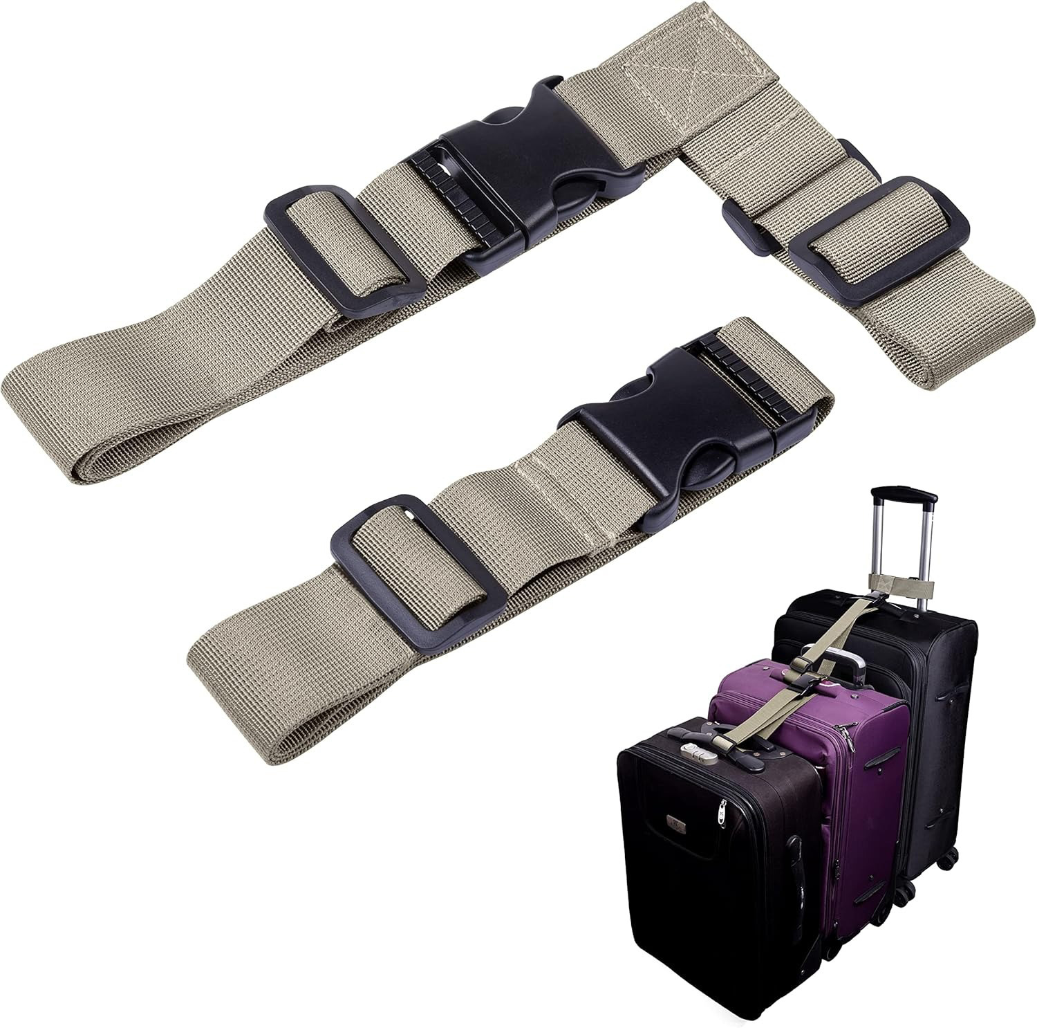 2-in-1 Luggage Strap, Heavy-Duty Adjustable Strap, Travel Accessory for Connecting Luggage Together
