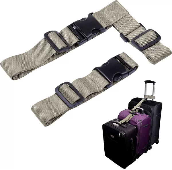 2-in-1 Luggage Strap, Heavy-Duty Adjustable Strap, Travel Accessory for Connecting Luggage Together