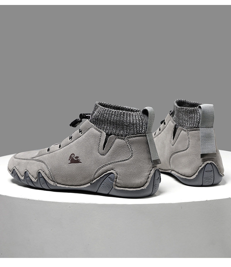 Bốt Martin cổ cao LDECK cổ vừa, thun co giãn, đế bằng, form unisex — C8007 kaki, C8007 màu xám, C8007 màu đen, C8007 đen M (kiểu lót nhung) chi tiết 32