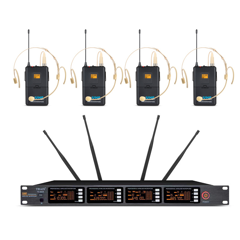 Micrófono de auriculares de uno a cuatro