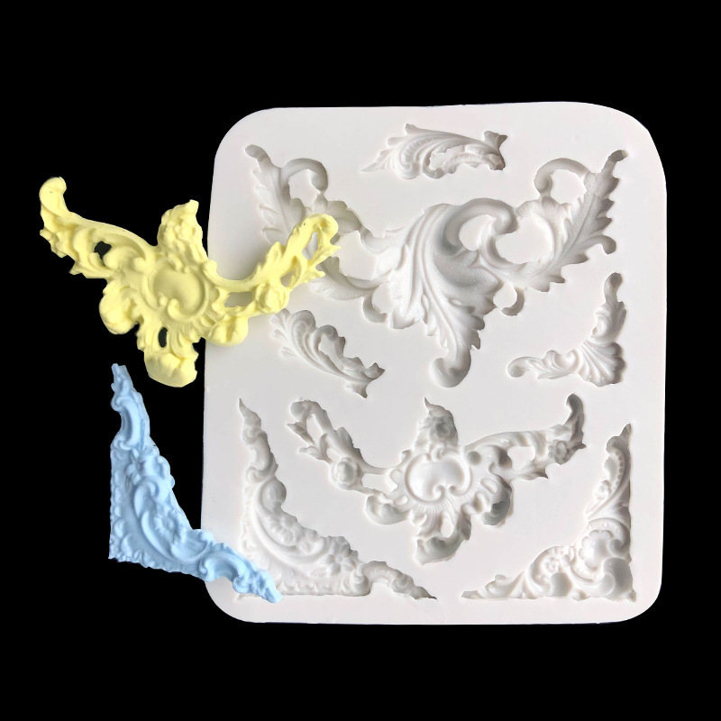 Fondant retro de estilo Europeo en relieve decoración de la torta molde de chocolate DIY seco ritmo galleta molde de silicona líquida