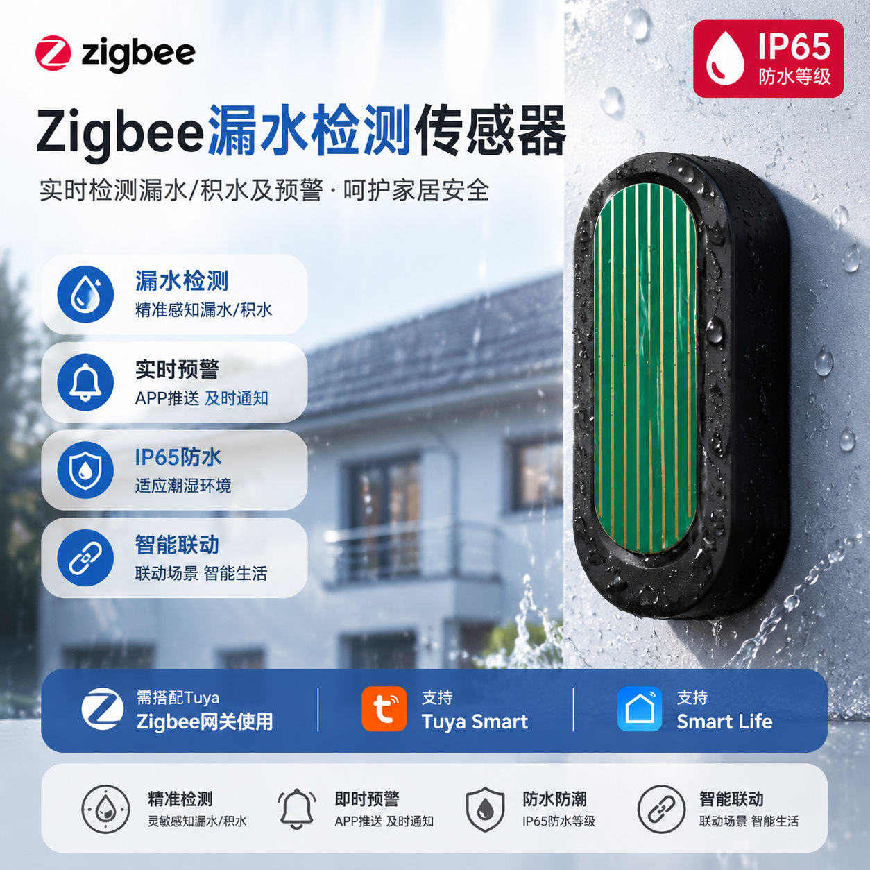 Zigbee rain sensor zigbee Tuya smart rain sensor app raindrop…