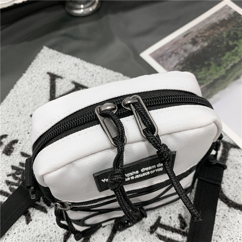 67g Weight Zipper Closure Type Single Shoulder Strap Strap Type Crossbody Bag Bags Type Nylon Material Letter Pattern Streetwear Style Square Shape Khaki, Light Grey, White, Black Color Small Size Small Nylon Letter Streetwear Square Zipper Crossbody Bag 90