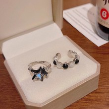 新款星星猫眼石开口戒指男女个性情侣指环时尚小众设计高级感饰品