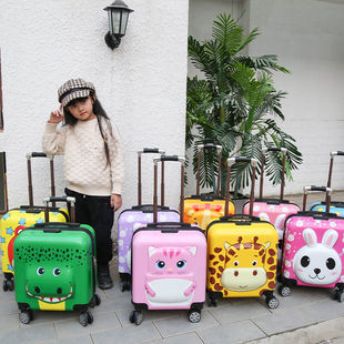 Children's Trolley Case for Men and Women 18inch Suitcase Cute Cartoon Suitcase Universal Wheel Password Box Baby Boarding Case