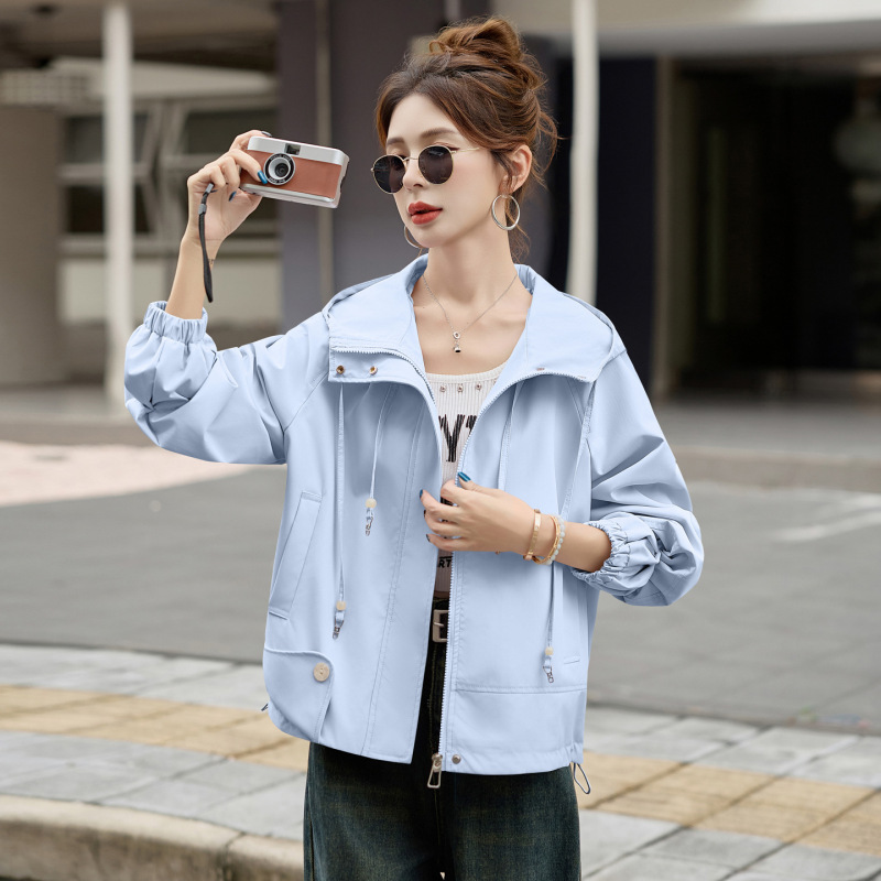 浅紫色外套女2025秋季新款今年流行巨好看的风衣短款休闲连帽上衣|undefined