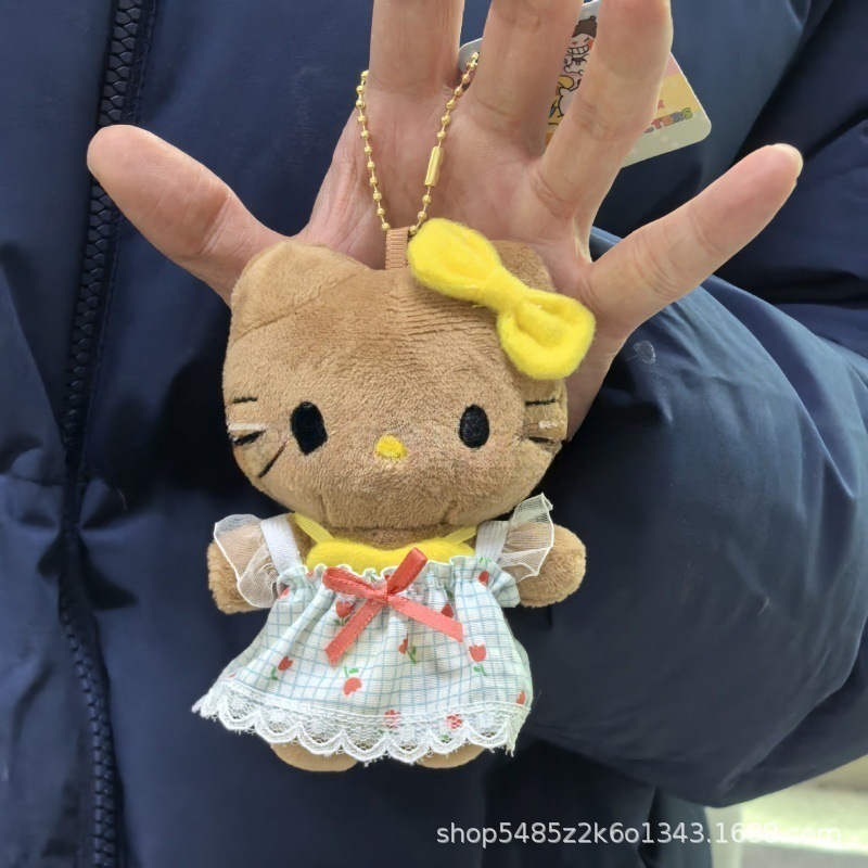 黑色草帽kitty帽宝宝挂件爱心扣公仔玩偶可爱赫本风挂饰钥匙扣|undefined