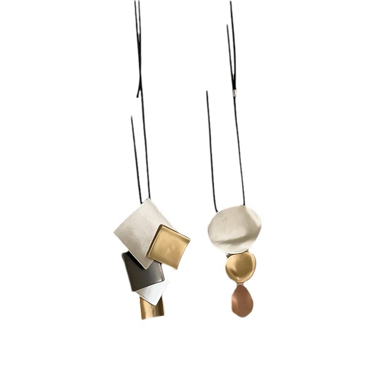 Exaggerated Geometric Colour-block Metal Rope Necklace For Women_voghion.com
