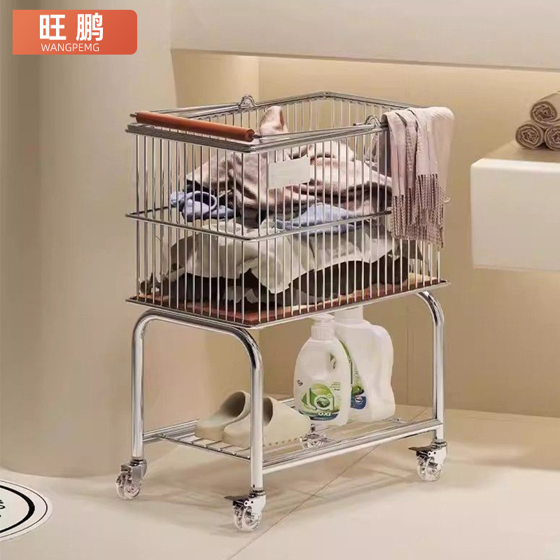 Cross-Border Household Movable Dirty Laundry Basket, Large Capacity Laundry Basket for Bathroom, Clothes Storage Cart, Storage Rack Wholesale Cross-Border Household Movable Dirty Laundry Basket, Large Capacity Laundry Basket for Bathroom, Clothes Storage Cart, Storage Rack Wholesale