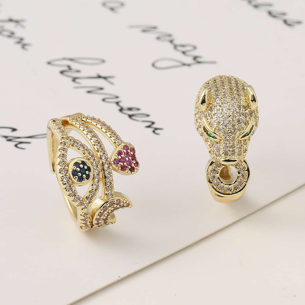 Fashion Lucky Eye Leopard Copper Inlaid Zircon Rings Wholesale display picture 2