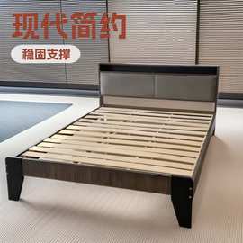 厂家直销实木床2.0米主卧室双人床简约木制家具出租屋床架