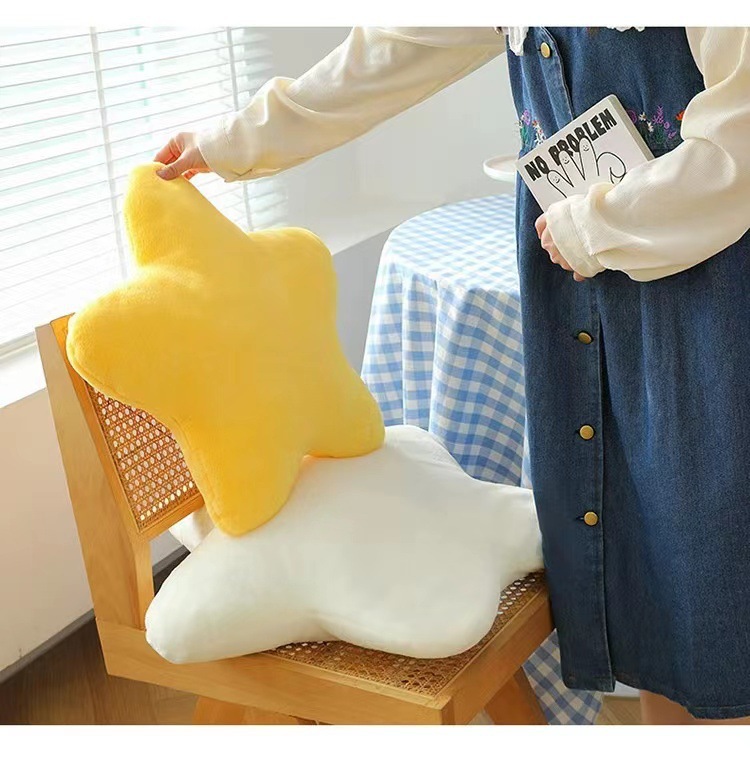 Cross-border Star Pillow Cute Plush Toy Sleeping Pillow Five-pointed Star Cushion Nap Pillow Girl's Heart Cream