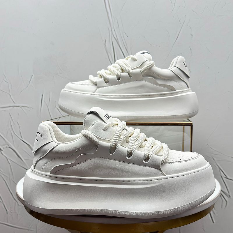 Light Luxury Workwear Men's Shoes 2026 Spring Style Douyin Kuaishou Mcqueen Thick-Soled Sports Sneakers Student White Shoes Men's Shoes