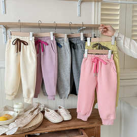 儿童秋冬卫裤新款2025男女童宽松百搭休闲运动裤宝宝加绒长裤子