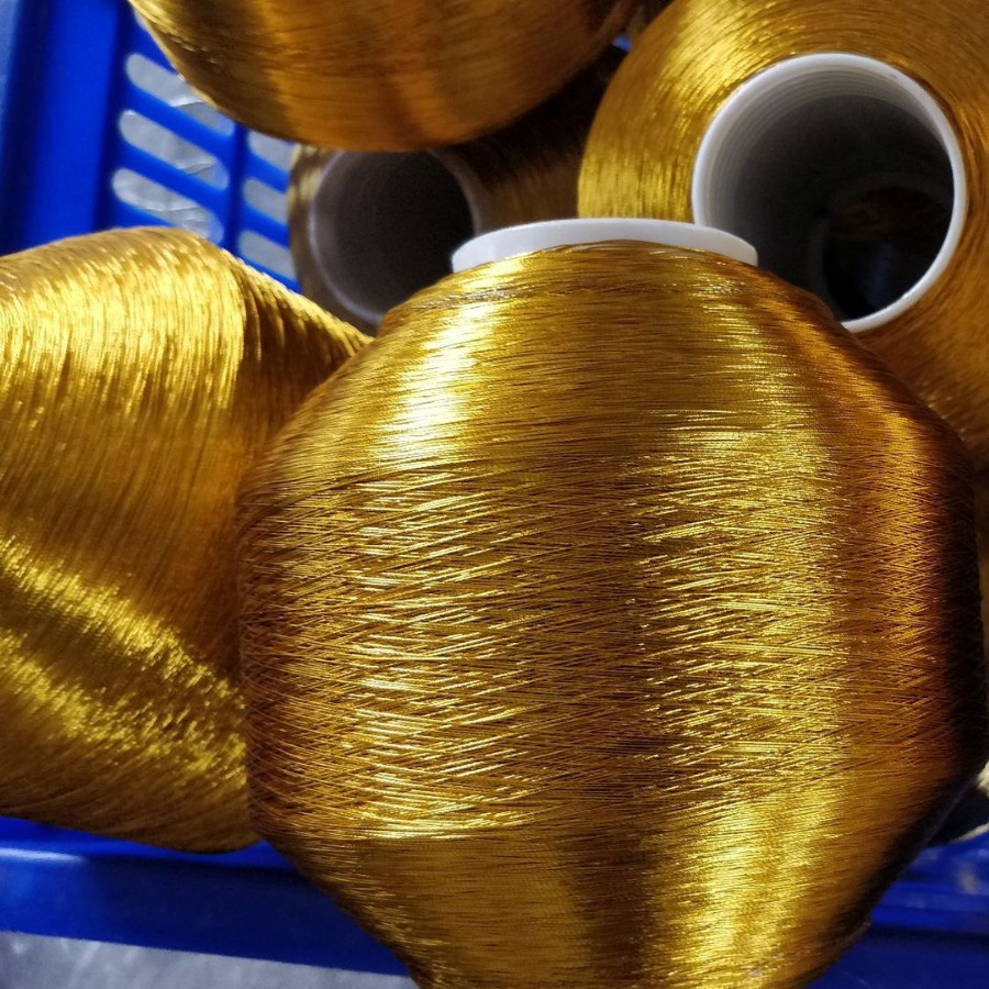 金属金捻夹玫瑰金金丝包覆蓝葱纱线双股包覆雪青葱纱线钩鞋面用