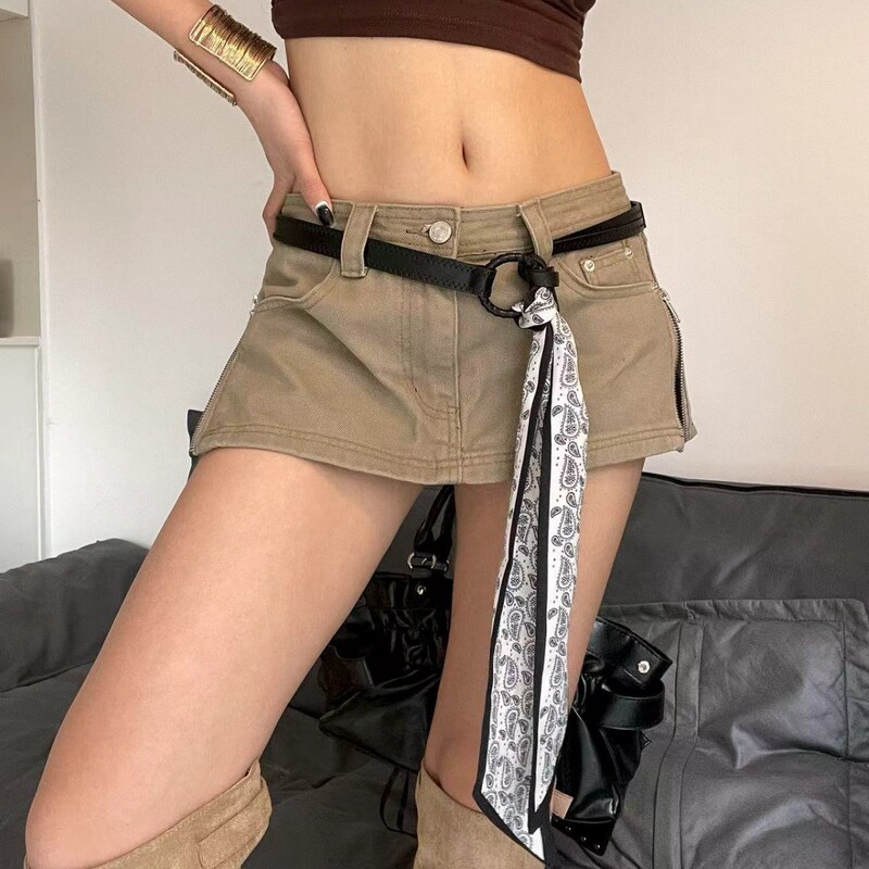 复古美式流苏腰带朋克嘻哈风牛仔裤腰饰小众设计感可拆卸丝巾腰链|undefined
