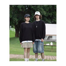 中性风男女同款上衣日常休闲潮牌纯棉圆领宽松落肩卫衣秋季情侣装