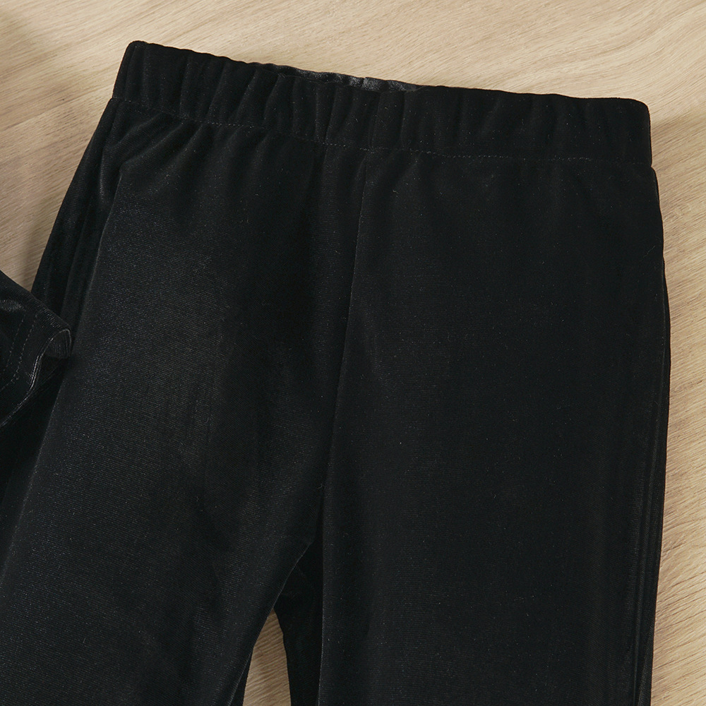 Nouveaux produits de vêtements pour enfants EW pour filles en automne et en hiver, ensemble de mode pantalon évasé en maille de velours TZ616-C_voghion.com