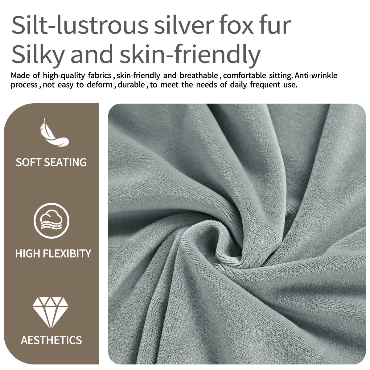 Nuevo estilo transfronterizo, funda de taburete de terciopelo plateado elástico, a prueba de polvo, funda de taburete de terciopelo europeo y americano, funda de silla TEMU