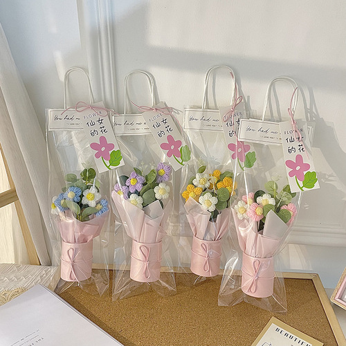 Christmas gift bouquet plush flower portable hug bucket flower goddess day handwoven bouquet wholesale