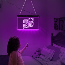 Rise and Grind 跨境LED霓虹燈招牌燈個性化照明燈具健身房燈