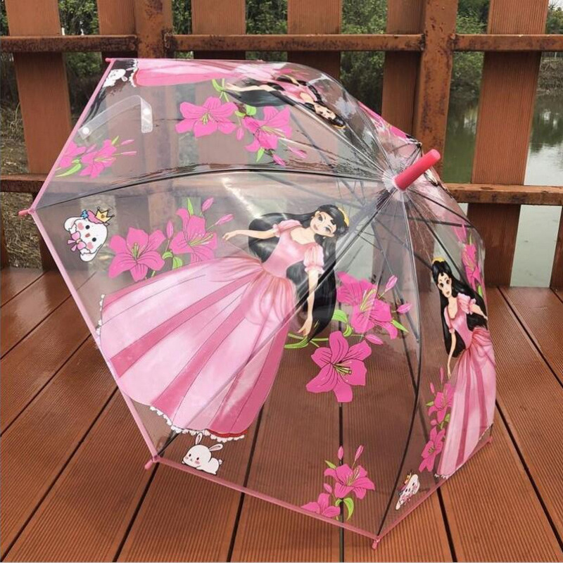 库洛米透明儿童雨伞新款公主小学生幼儿园耐用自动小孩雨伞塑料伞|undefined